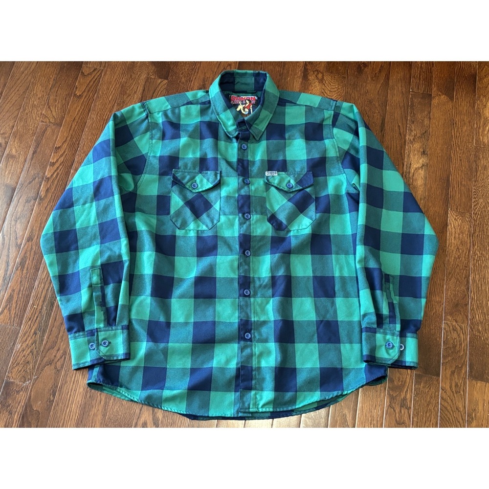 Dixxon Flannel Co Niagara Green Navy Blue Buffalo Check Plaid Shirt Mens XL